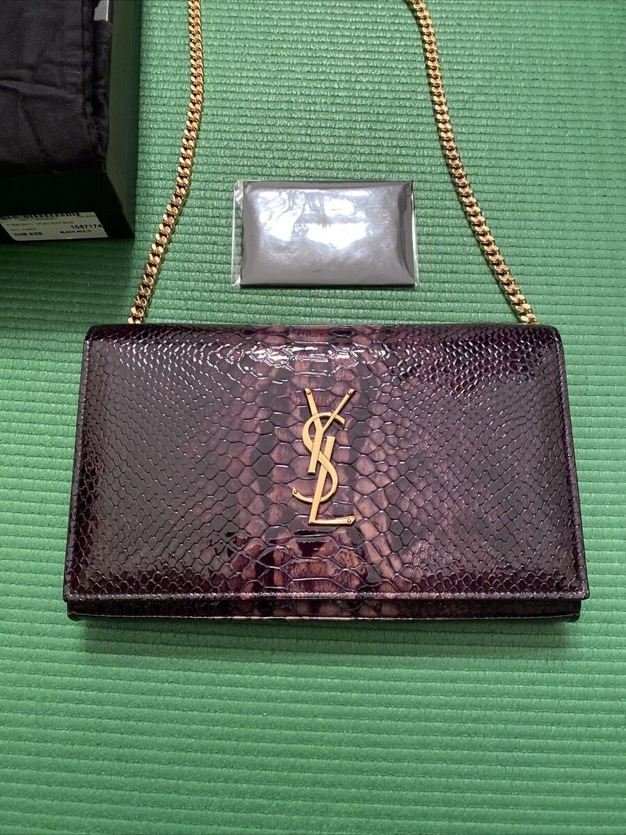 YSL Saint Laurent Monogram Python Effect Leather CrossBody Chain