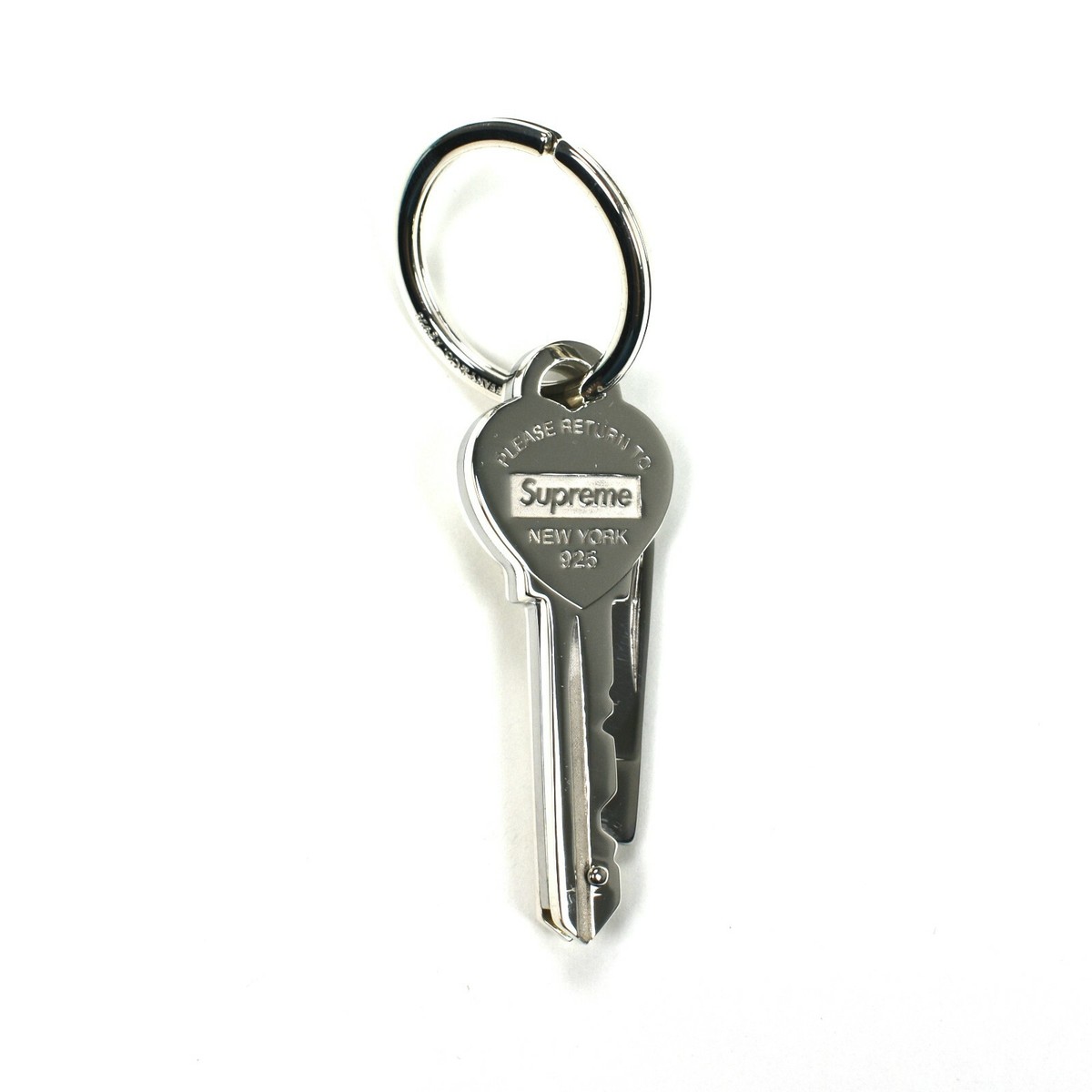 NWT Supreme Tiffany & Co. Silver Box Logo Key Keychain FW21 DS