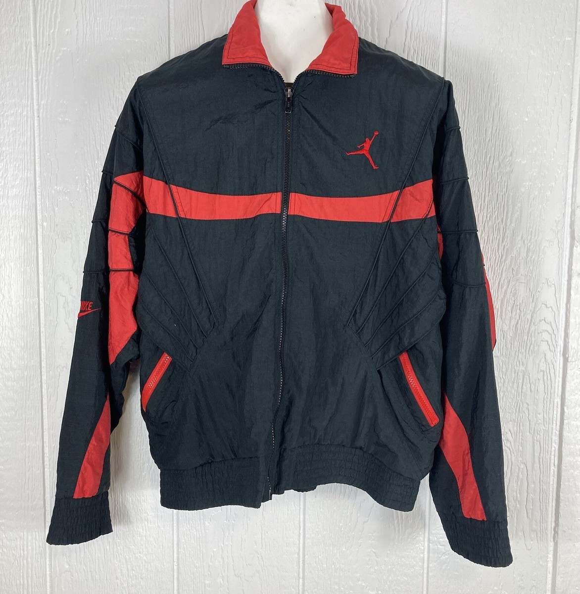 Vtg Nike Air Jordan Flight Club Jacket Jumpman Original Black Red