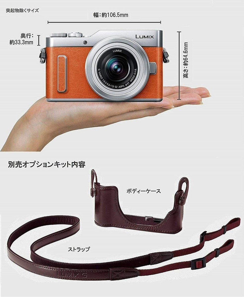 Panasonic mirrorless single-lens Lumix GF10 double lens kit orange