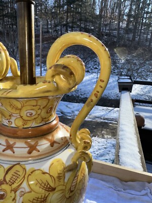 ANTIQUE CA. 1900s ITALIAN FAIENCE MAJOLICA DERUTA TABLE LAMP