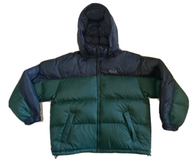 Vintage Eddie Bauer EBtek GOOSE DOWN Puffer Jacket Green Black