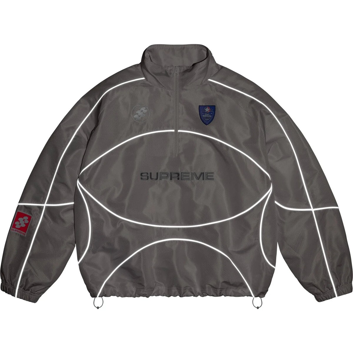 Supreme Reflective Piping Pullover Black White Navy Red 4colors