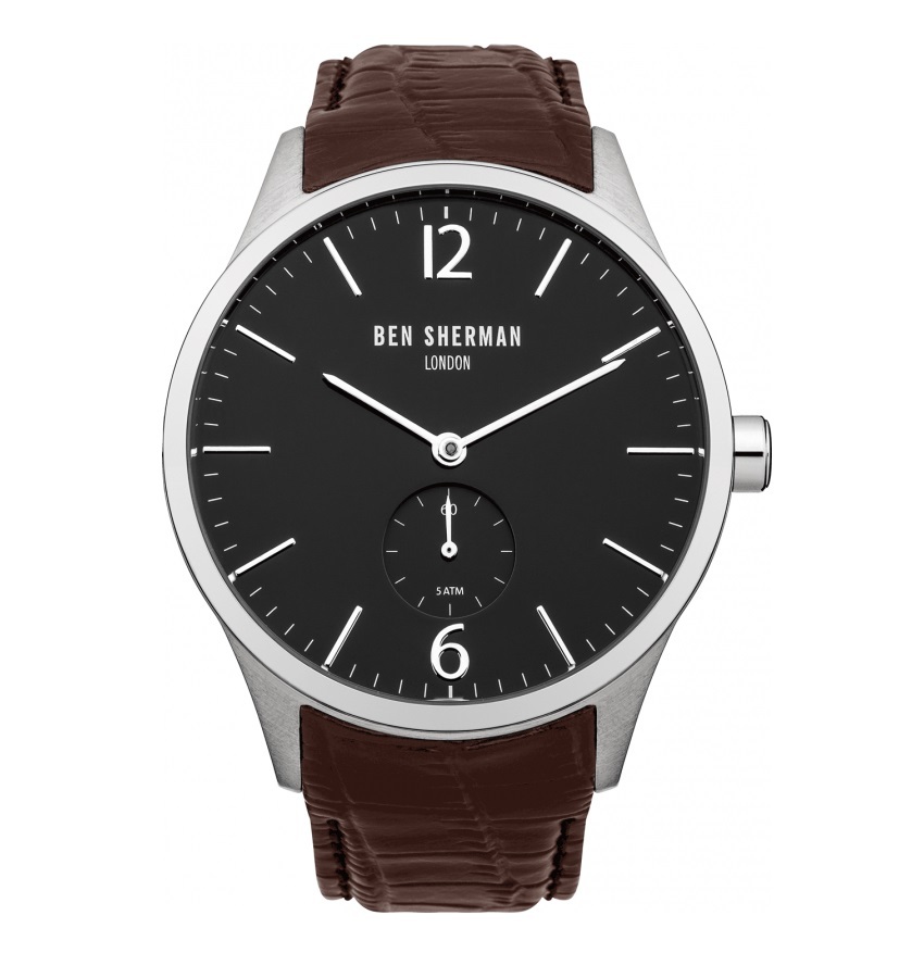 Ben Sherman Minimal Black Dial Men's Watch with Brown Croc Leather