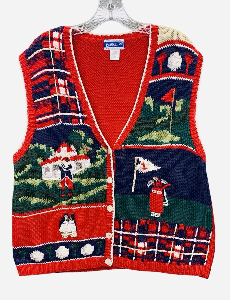 Vintage Knockabouts By Pendleton Mens XL Golf Vest Knit Button