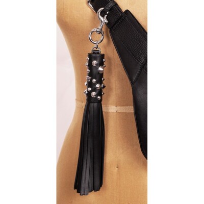 NEW $575 VERSACE RUNWAY Black Leather MEDUSA STUDDED TASSEL