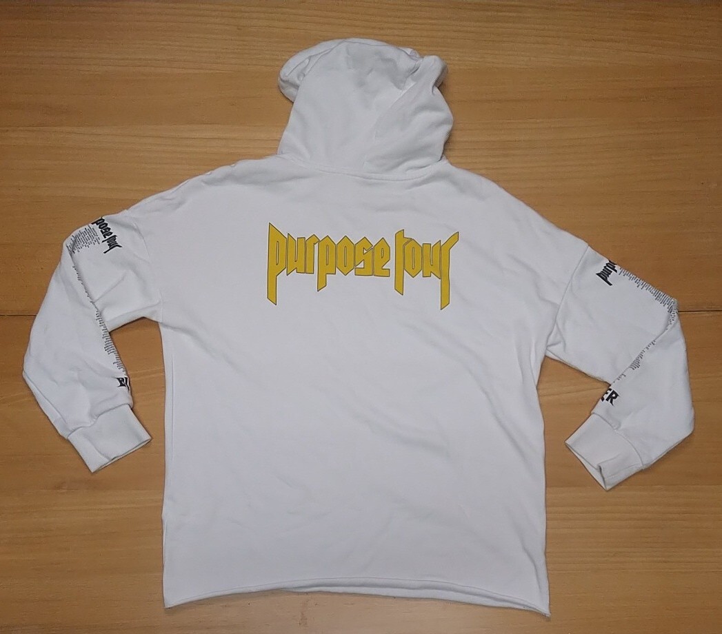 Justin Bieber Sweatshirt Women XS White Extra Small Cropped