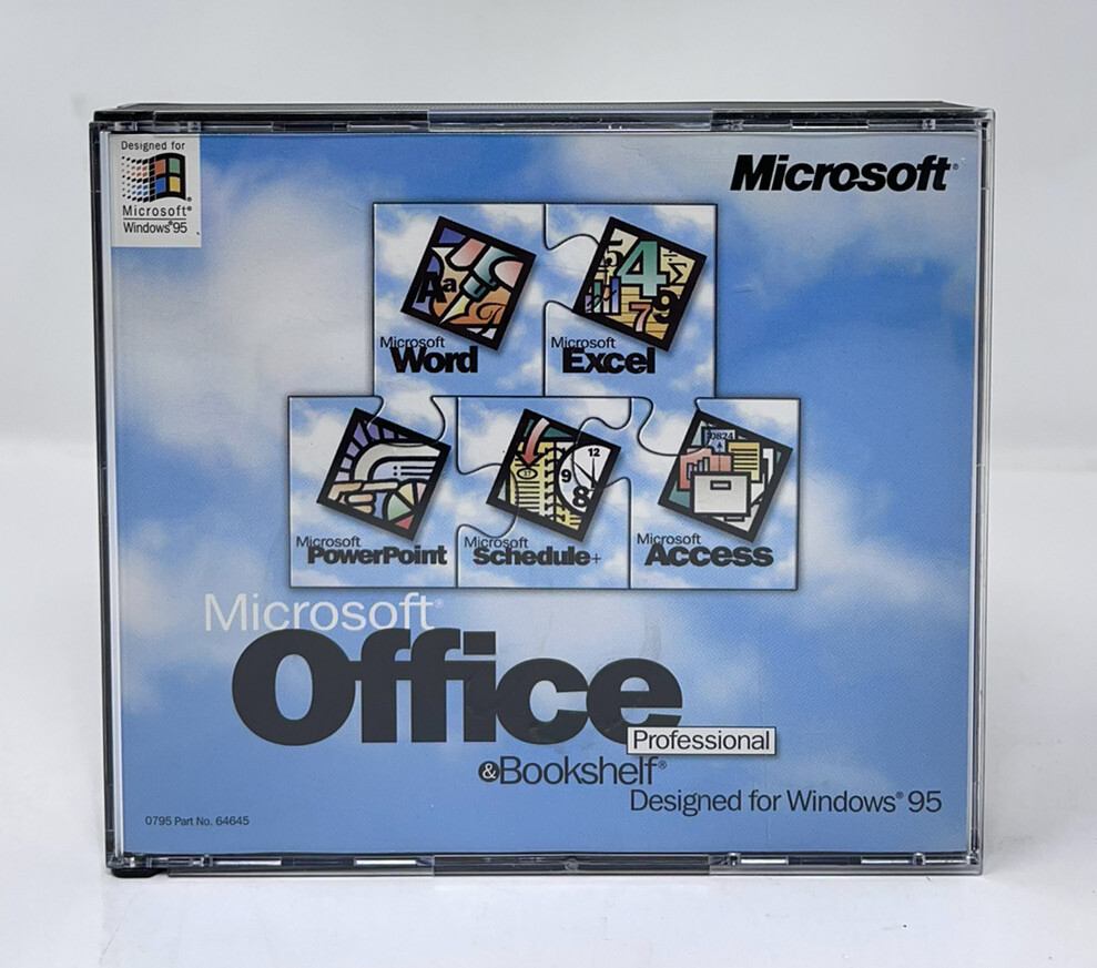 VINTAGE MICROSOFT OFFICE 95 PROFESSIONAL AND BOOKSHELF CD ROM