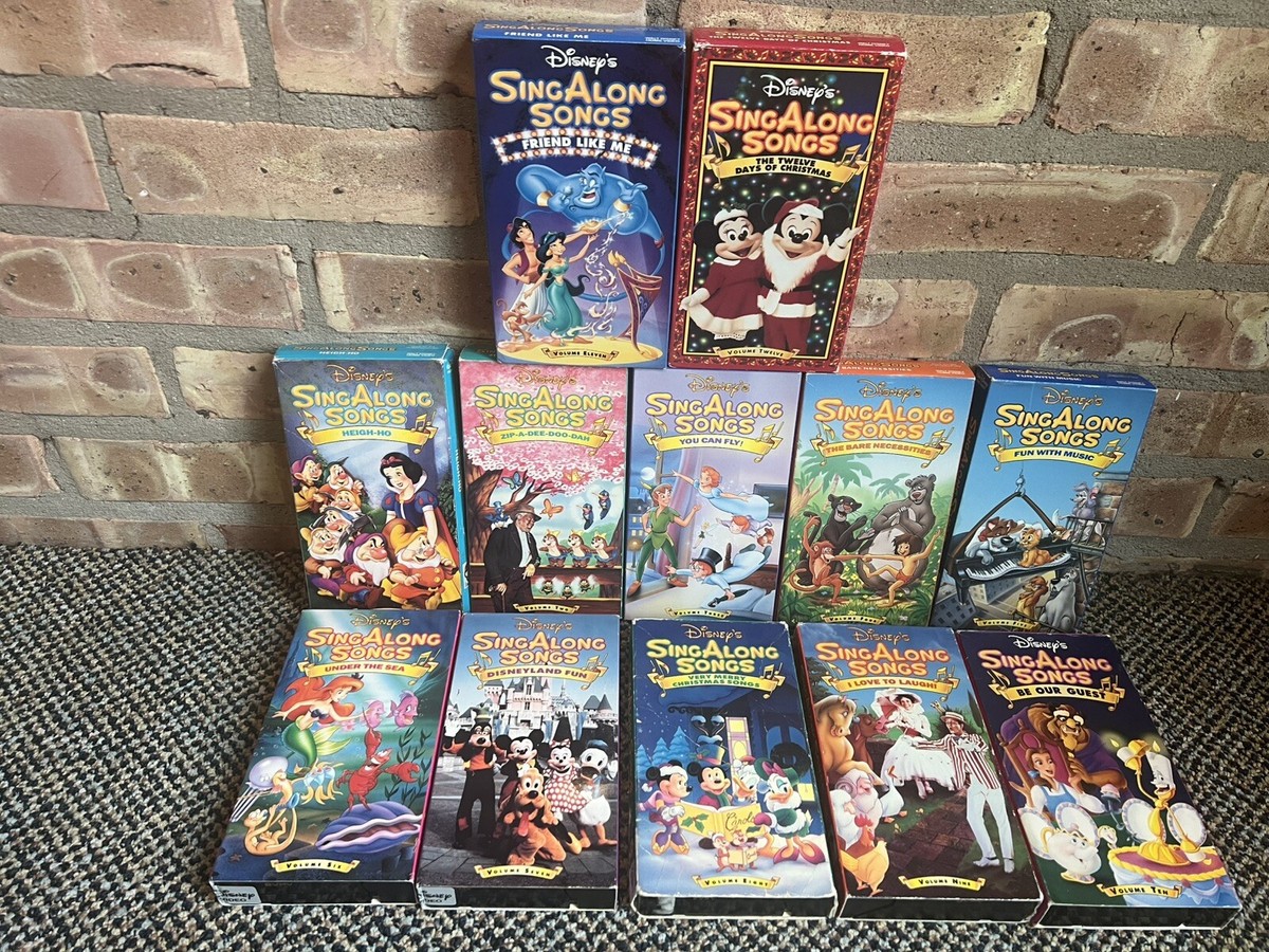 12 X Walt Disney Sing Along Songs VHS VIDEO COMPLETE SET Lot/ Zip
