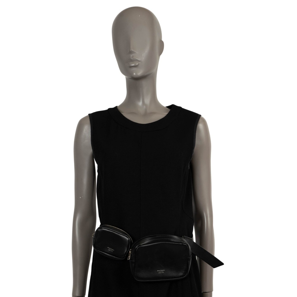 70133 auth ACNE STUDIOS black leather MUSUBI DOUBLE Belt Bag | eBay