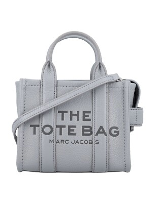 NWT {Marc Jacobs} The Leather Mini Tote Bag #050 WOLF GREY