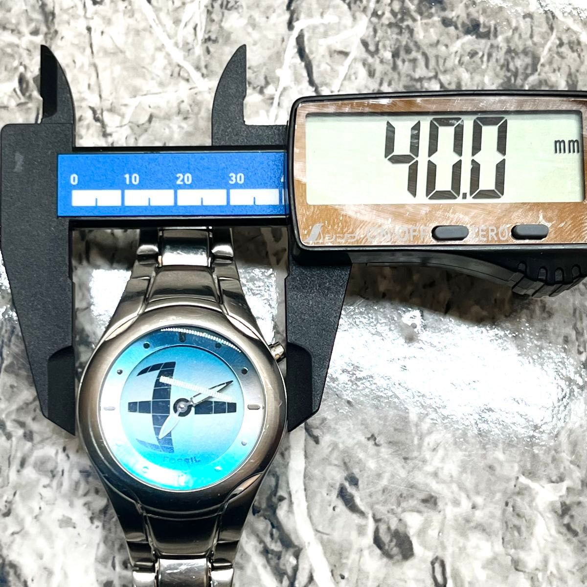 FOSSIL JR8093 Big Tic Y2K Rare Quartz Watch 40mm Blue Dial