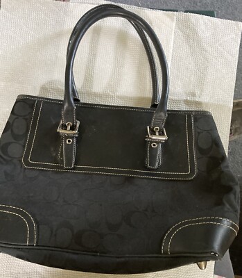 Coach Black Logo Large Purse No. M0720-F11220 Fabric and Leather