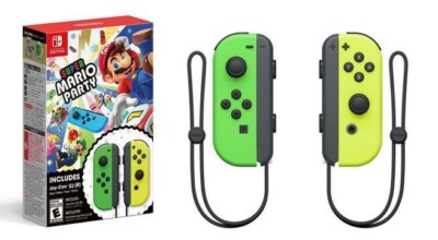 RARE Super Mario Party Joy Con Bundle US VER. NEON GREEN YELLOW