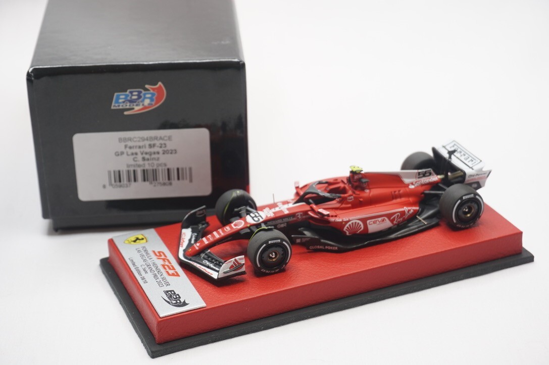1/43 BBR FERRARI SF23 GP LAS VEGAS 2023 SAINZ RED LEATHER BASE