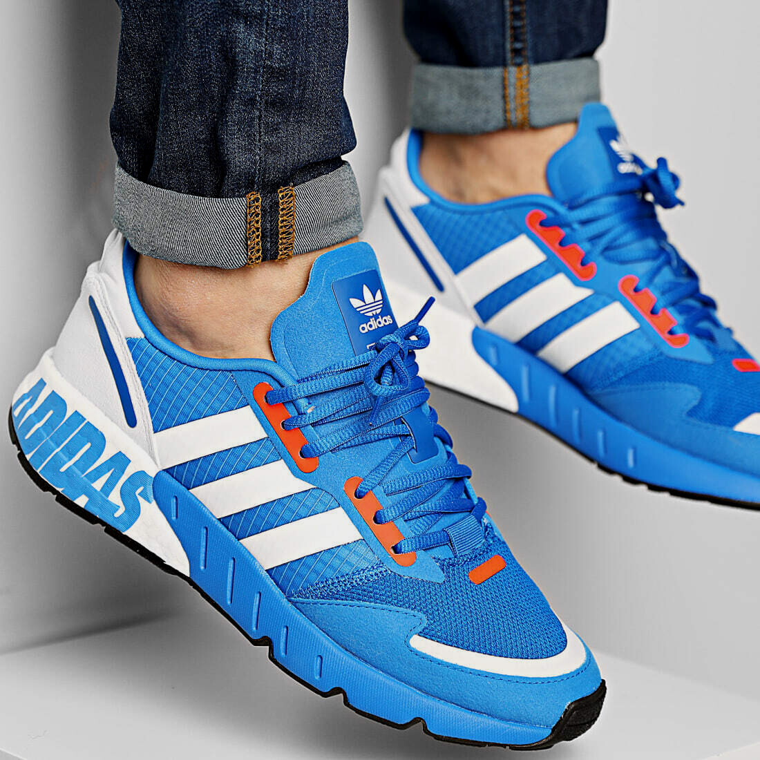 adidas ZX 1K Boost Light Blue White Orange H68720 Men's Running