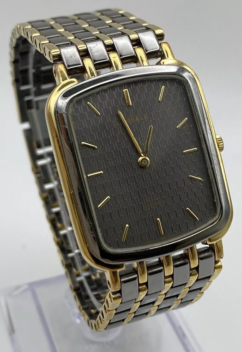 Vintage Seiko Lassale Men's Slim Elegant GunMetal Gold Tone Watch