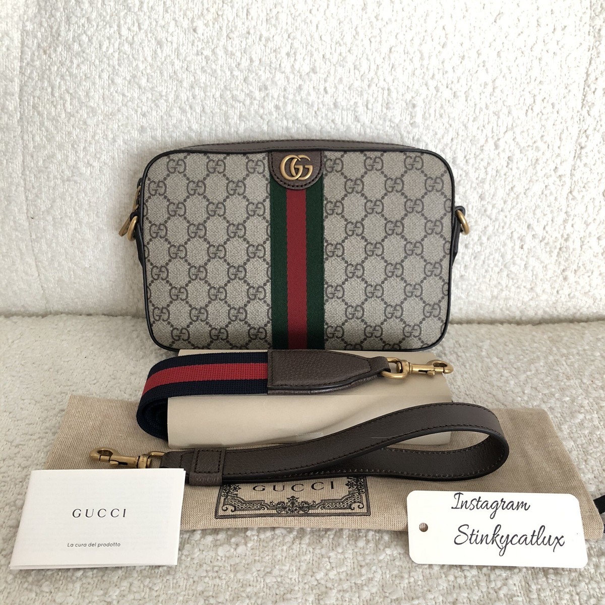 NEW GUCCI 699439 OPHIDIA GG SUPREME CANVAS WRISTLET CROSSBODY