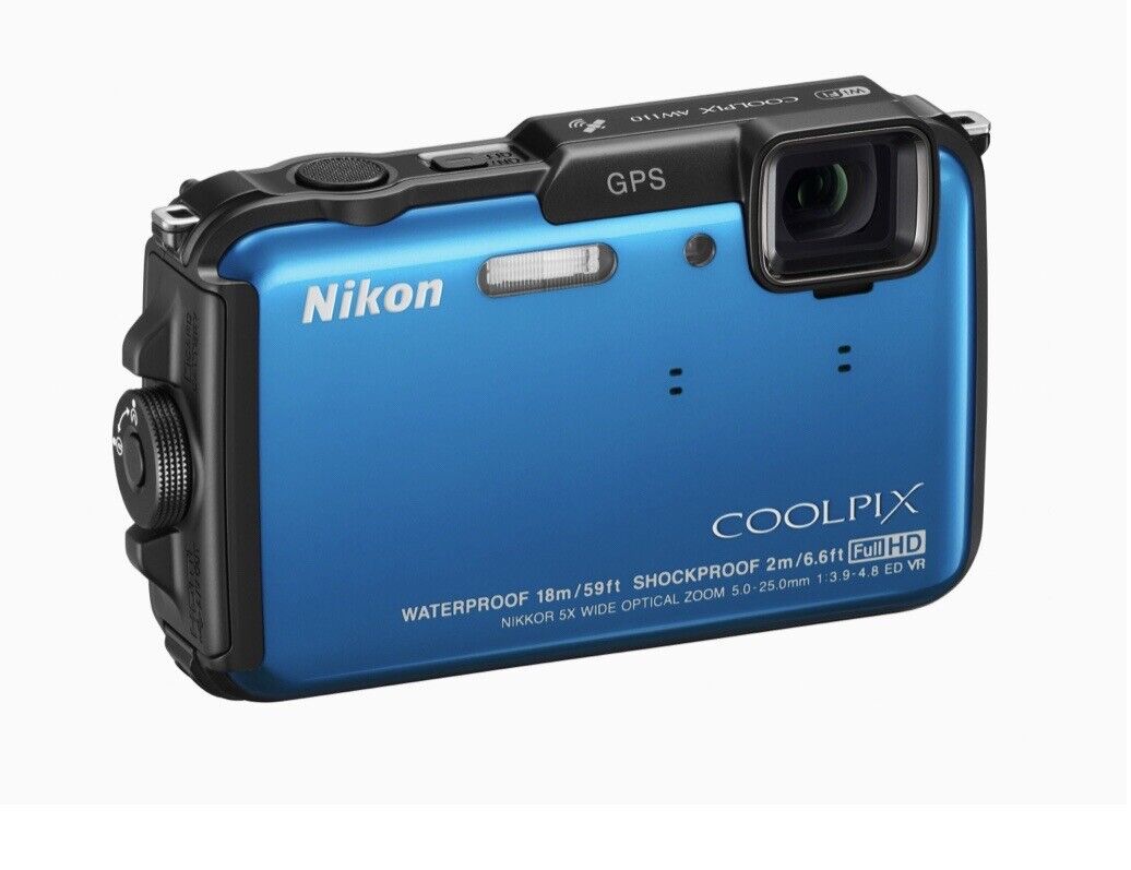 Nikon COOLPIX AW110 Waterproof 16MP Camera, Blue, WiFi, GPS, Full