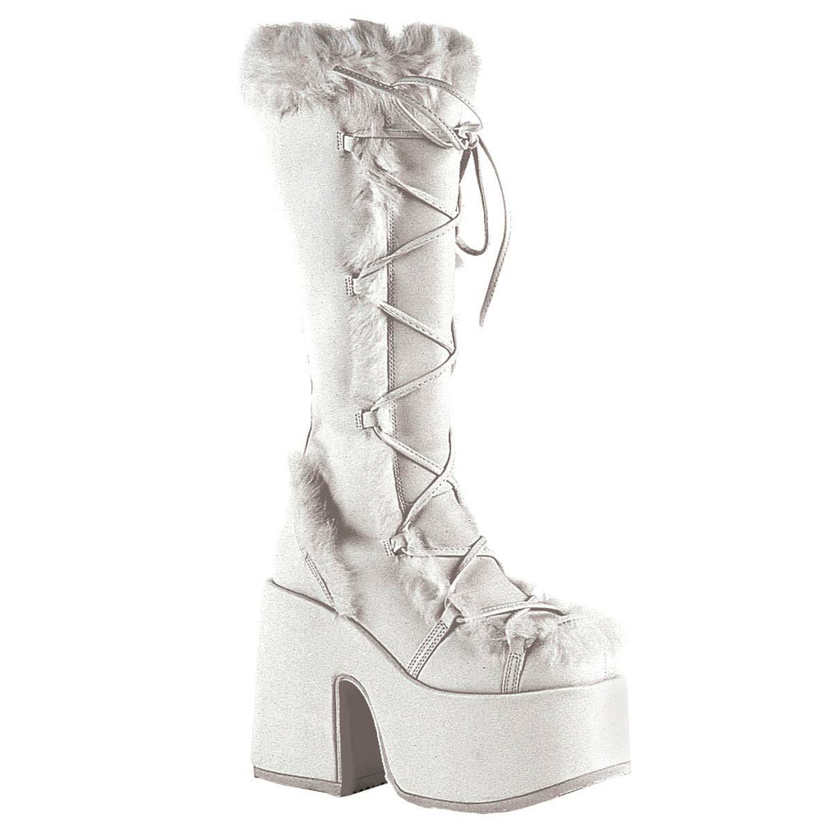 Demonia Camel-311 WHITE Stacked Mammoth Platform Goth Punk Knee