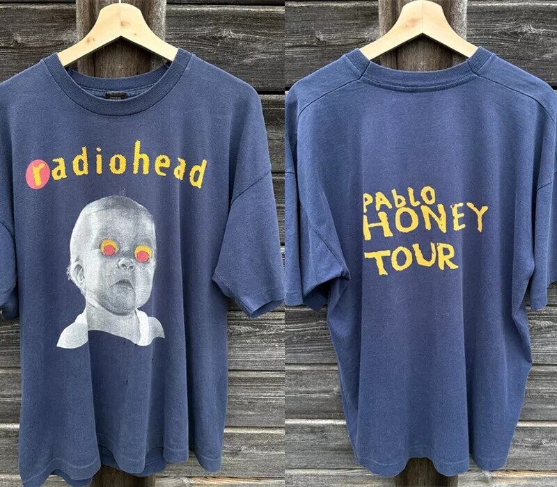 Radiohead Band Pablo Honey Tour 2 Side Navy Unisex Tshirt Reprint