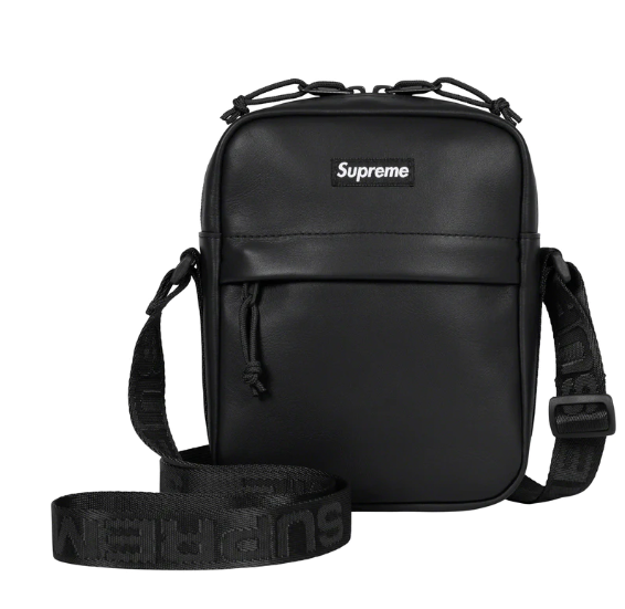 SUPREME FW23 LEATHER SHOULDER BAG BLACK COWHIDE LEATHER 2.5L | eBay