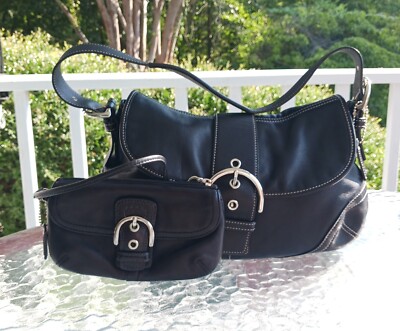 Coach 9248 Vintage Soho Y2K Black Leather Shoulder Bag w/Matching