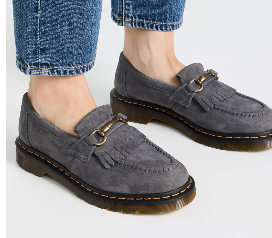 Washed Denim ~Adrian Snaffle Kiltie Fringe Bit Loafer MSRP$190