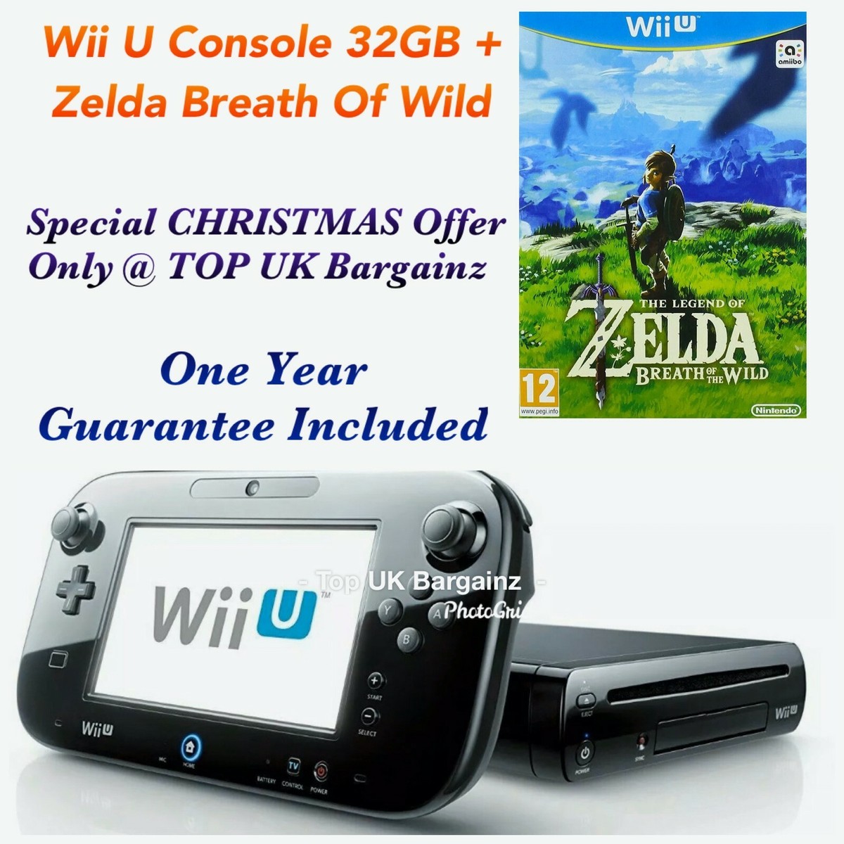 Nintendo Wii U Black Console 32 GB + the Legend of Zelda: Breath
