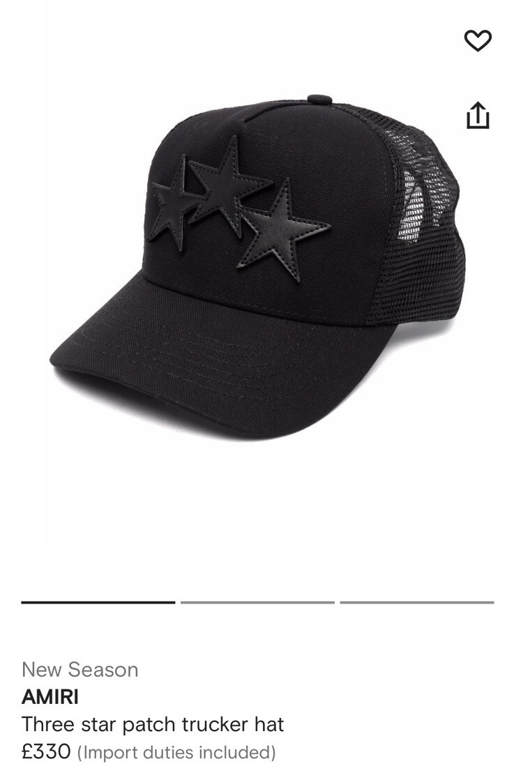 Amiri three star trucker hat | eBay
