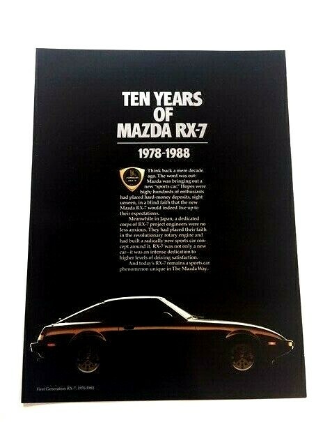 1988 Mazda Rx-7 Rx7 10th Anniversary Edition Original Car Sales