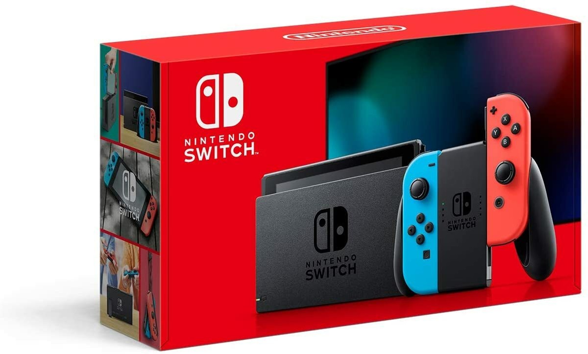 Nintendo Switch with Neon Blue and Red Joy‑Con Handheld Game