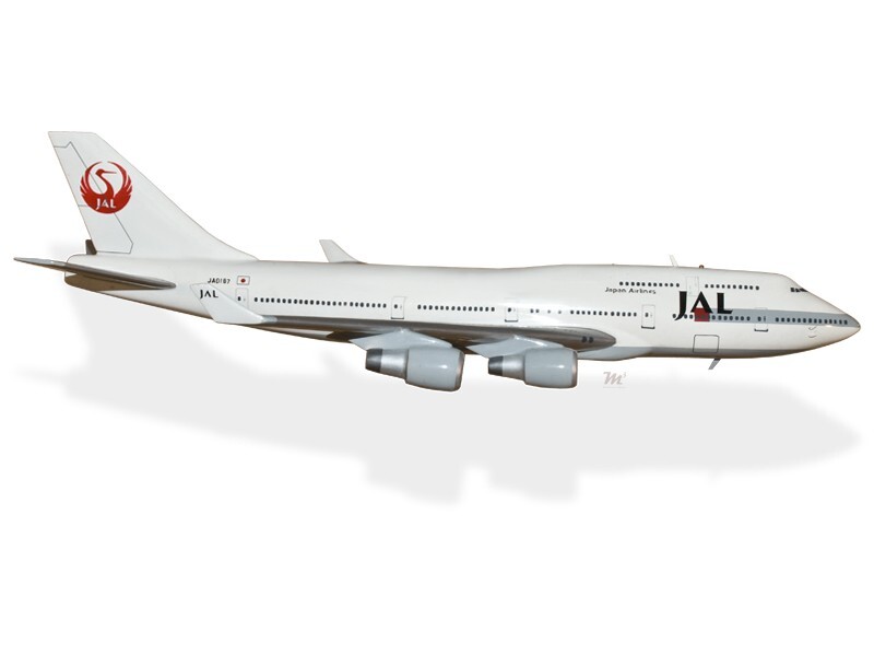 Boeing 747- 400 Japan Airlines JAL Desk Wood Airplane Model Large