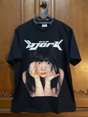 Bjork 90s Tour Shirt, Bjork 100% Cotton Black Unisex T-shirt