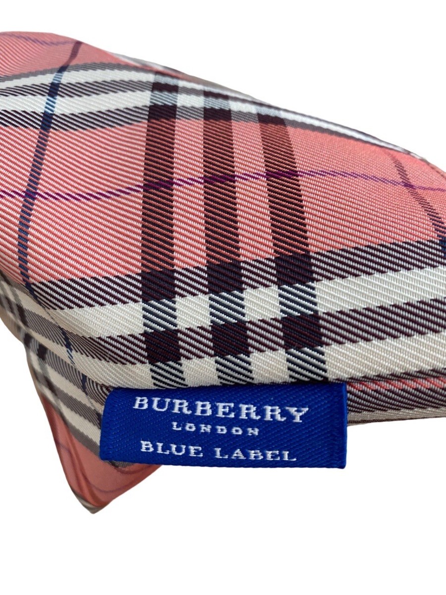 Authentic Burberry Blue Label Nova check Pink Nylon Canvas Leather