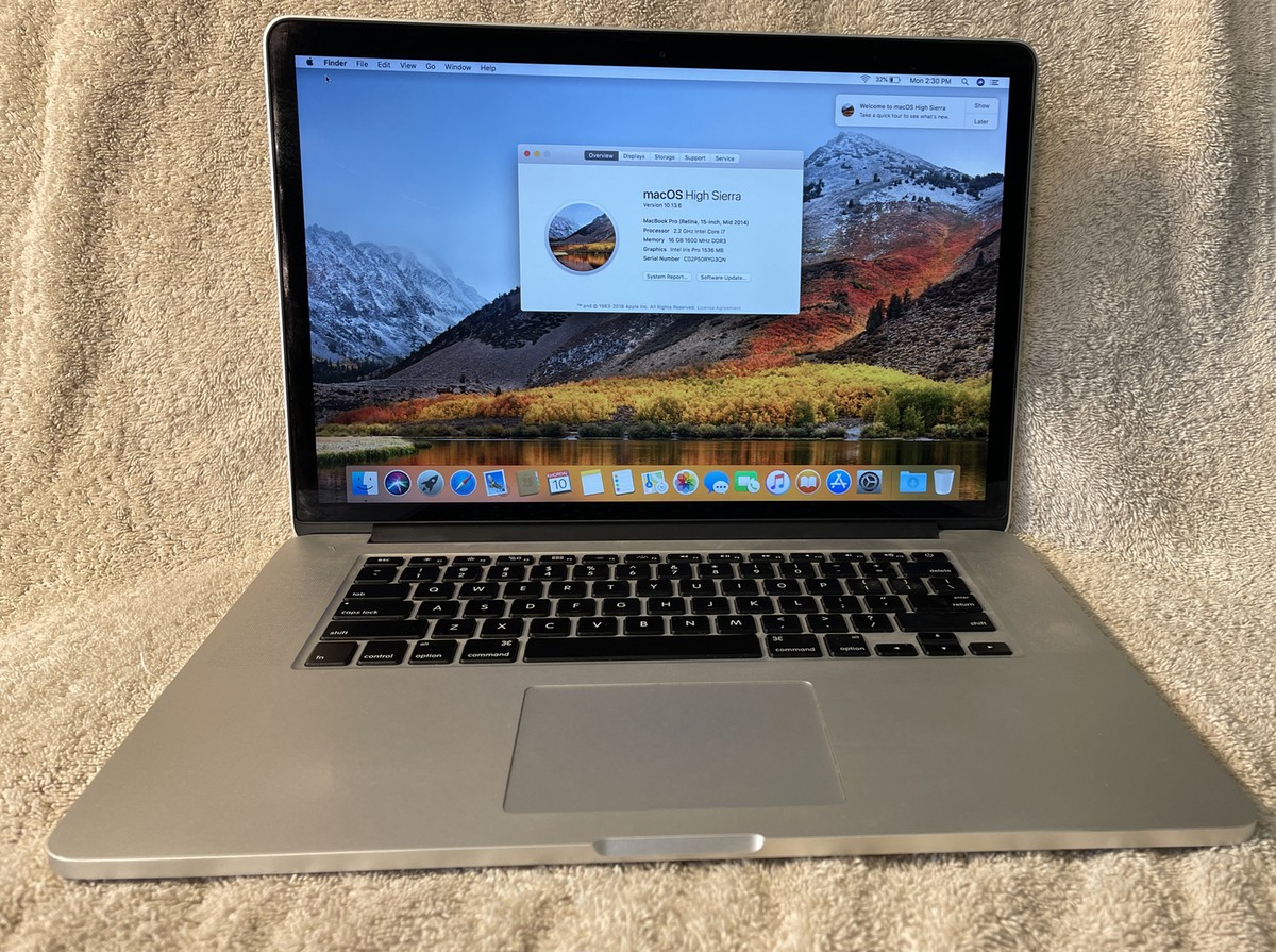 Apple MacBook Pro Retina Core i7 2.2GHz 16GB RAM 256GB SSD 15