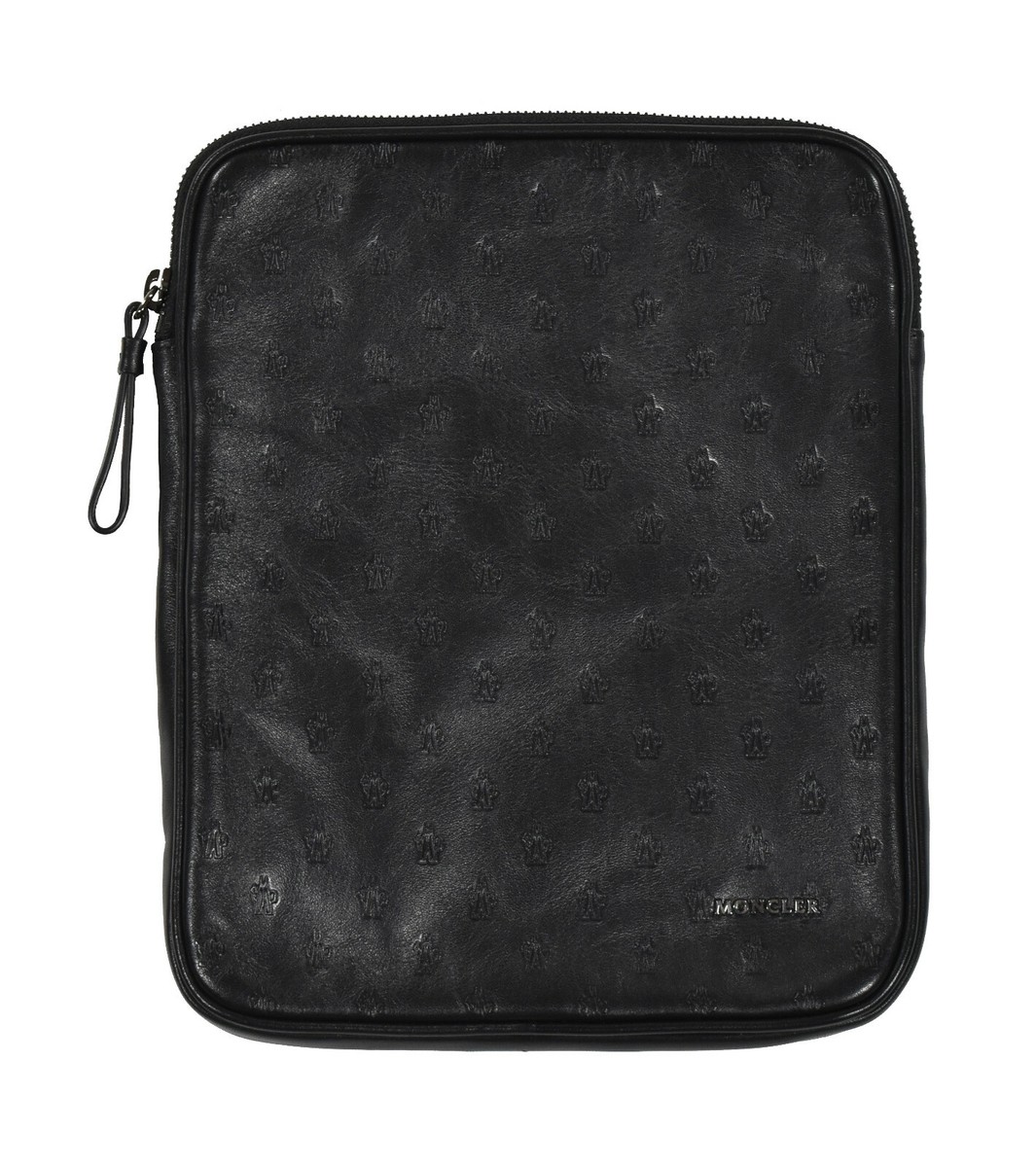 Authentic Moncler Black Leather Porta Logo Tablet iPad Case Bag 8