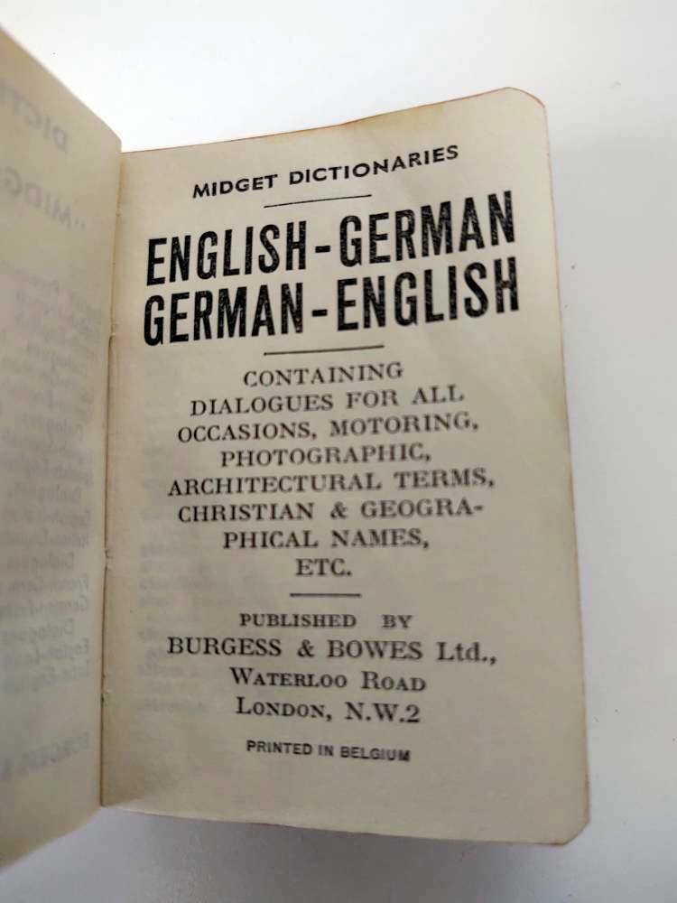 Midget Dictionary ENGLISH-GERMAN GERMAN-ENGLISH BURGESS & BOWES