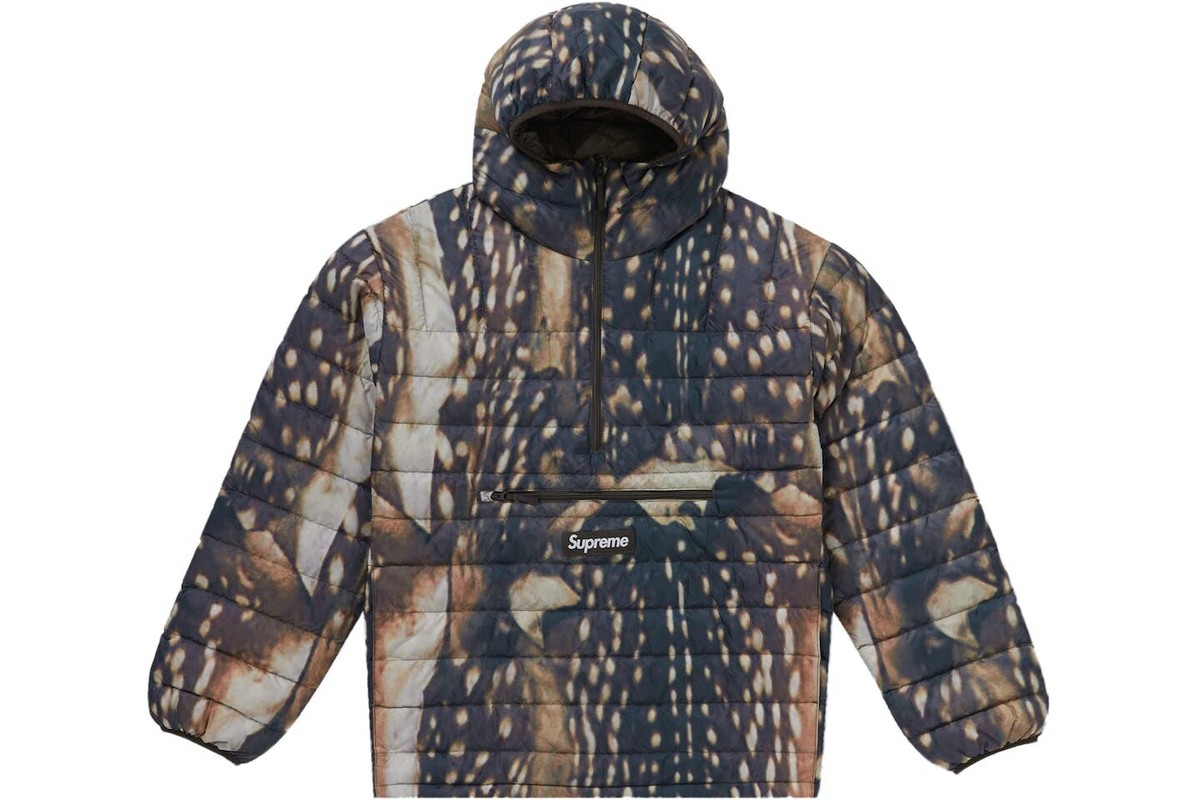 New Supreme Micro Down Half Zip Deer Hooded Pullover FW23 Quantum