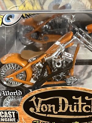 Jada Toys Von Dutch Kustom Cycles CRUEL WORLD 100% DIE-CAST ORANGE