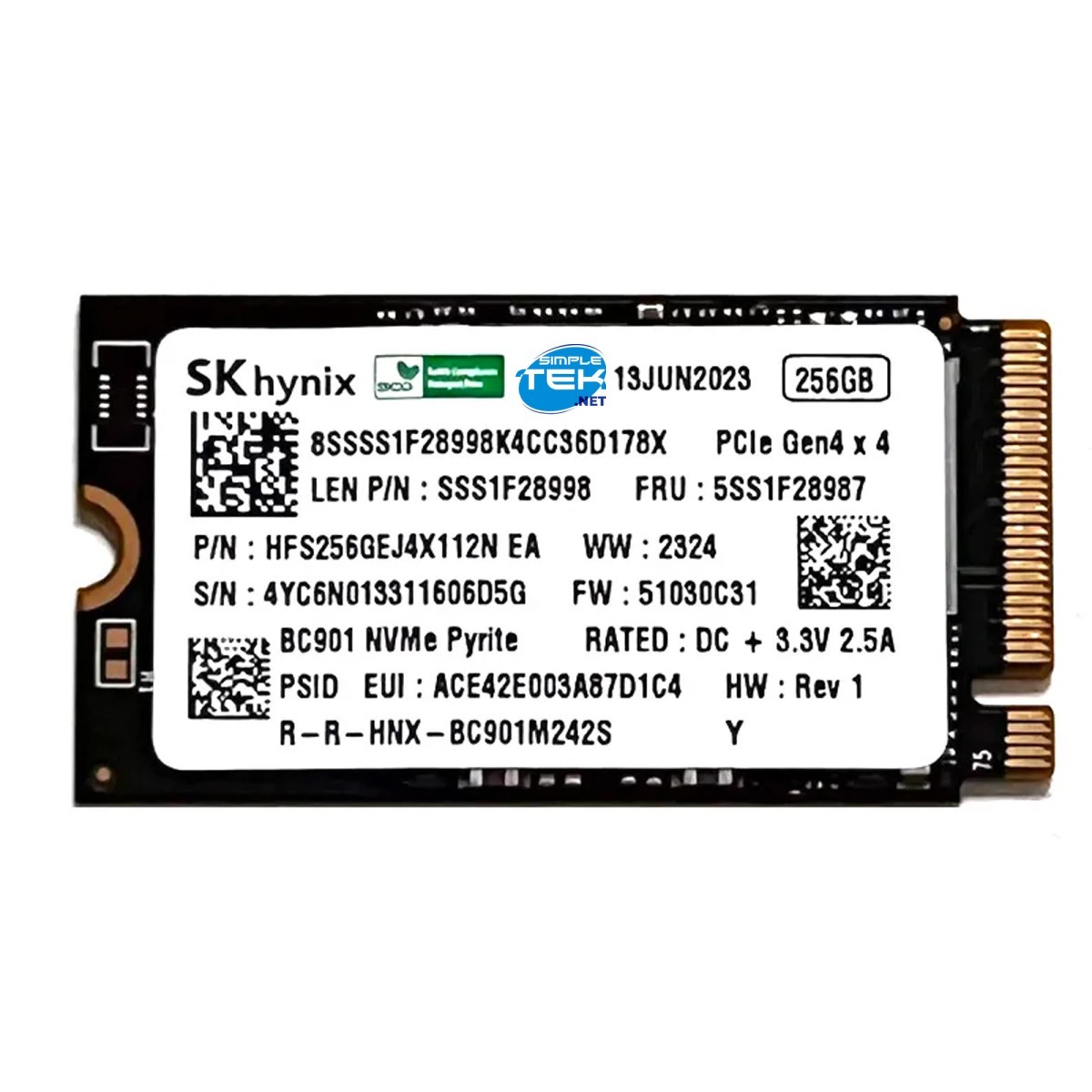 SK Hynix BC901 Pyrite 256GB SSD M.2 2242 NVMe 4.0 PCIe Gen 4x4
