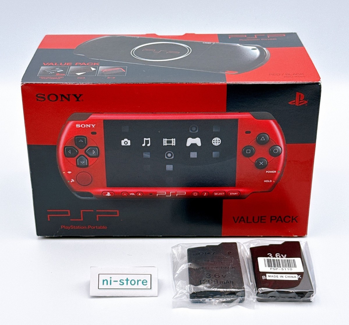Sony PSP-3000 Console Red Black VALUE PAK Box Region Free Very