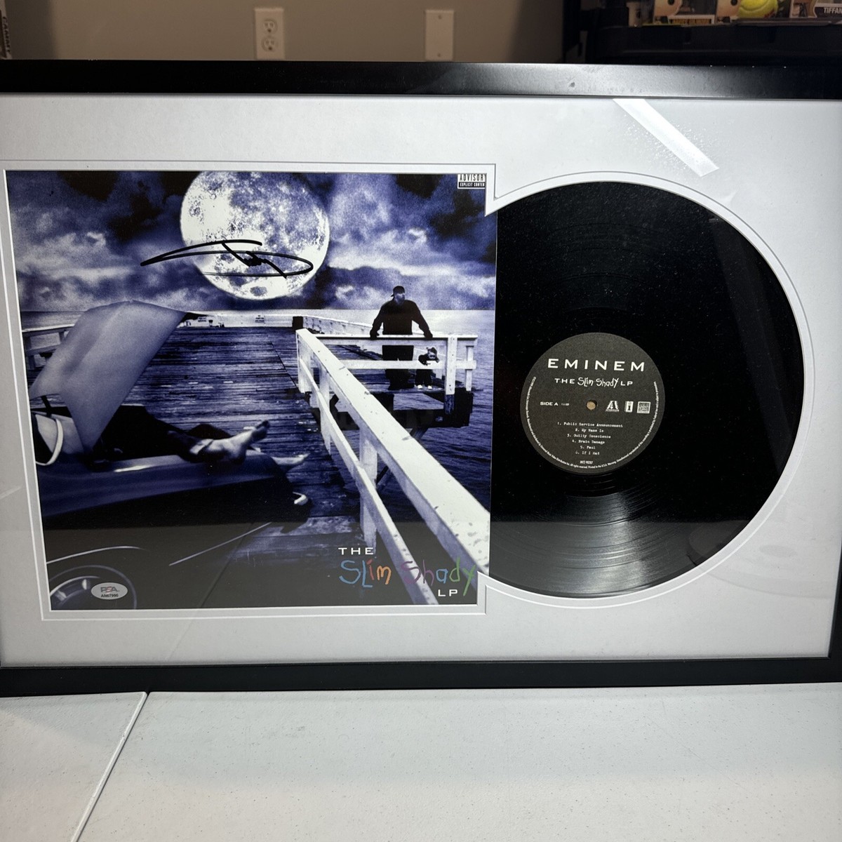 RARE Eminem Slim Shady Signed Encore Vinyl Album FRAMED LP PSA DNA