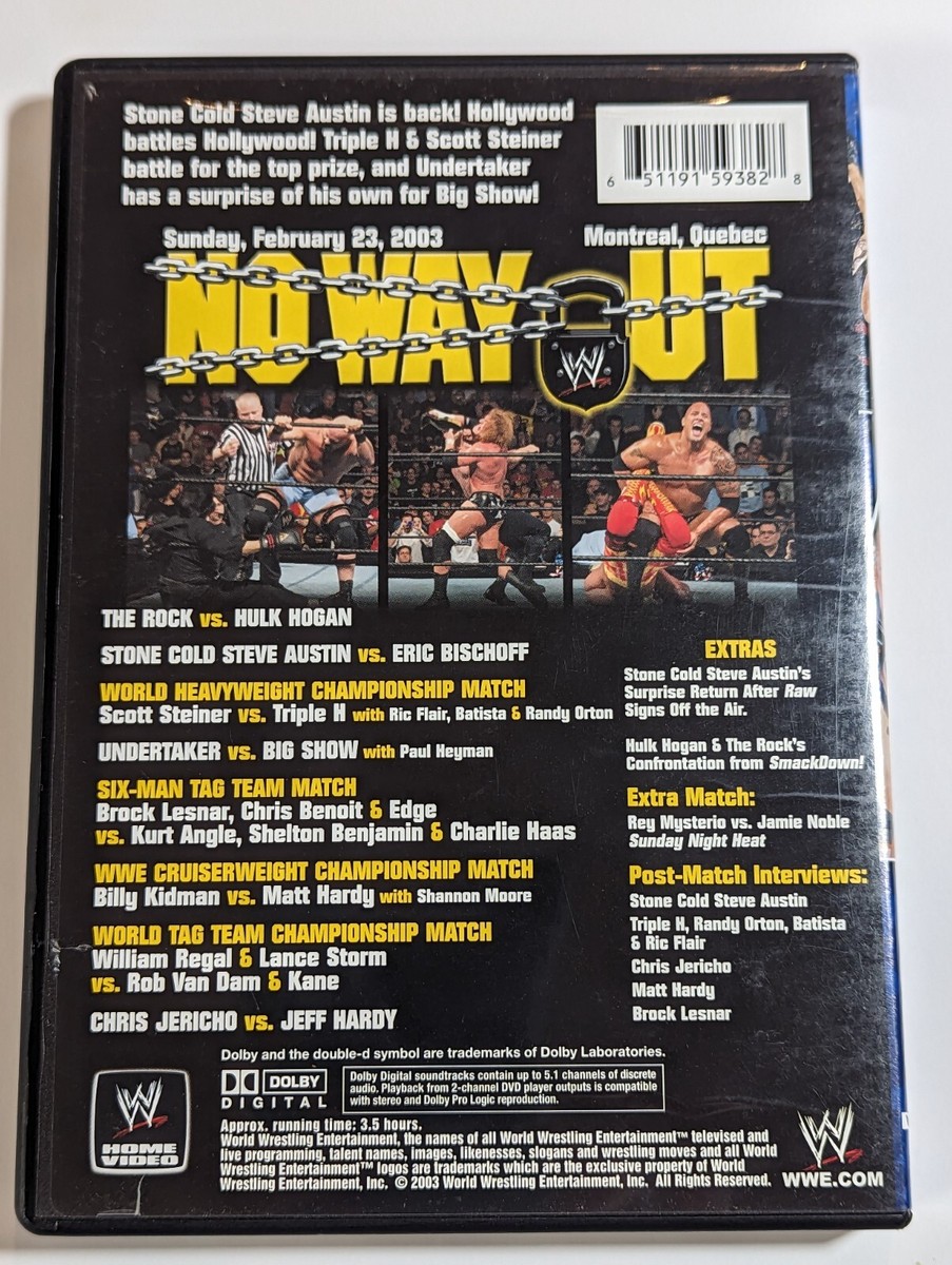 WWE - No Way Out 2003 (DVD, 2003) WWF Word Wrestling Hulk Hogan