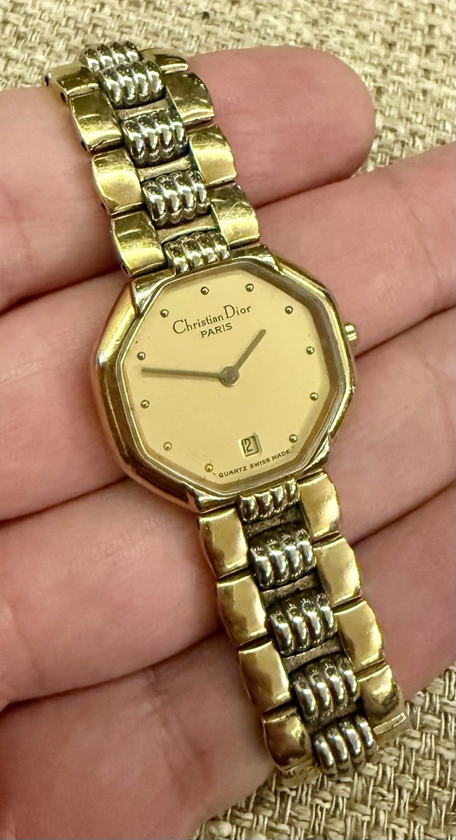 ✨ Christian Dior “Combi Octogon” Vintage Quartz Watch – Gold