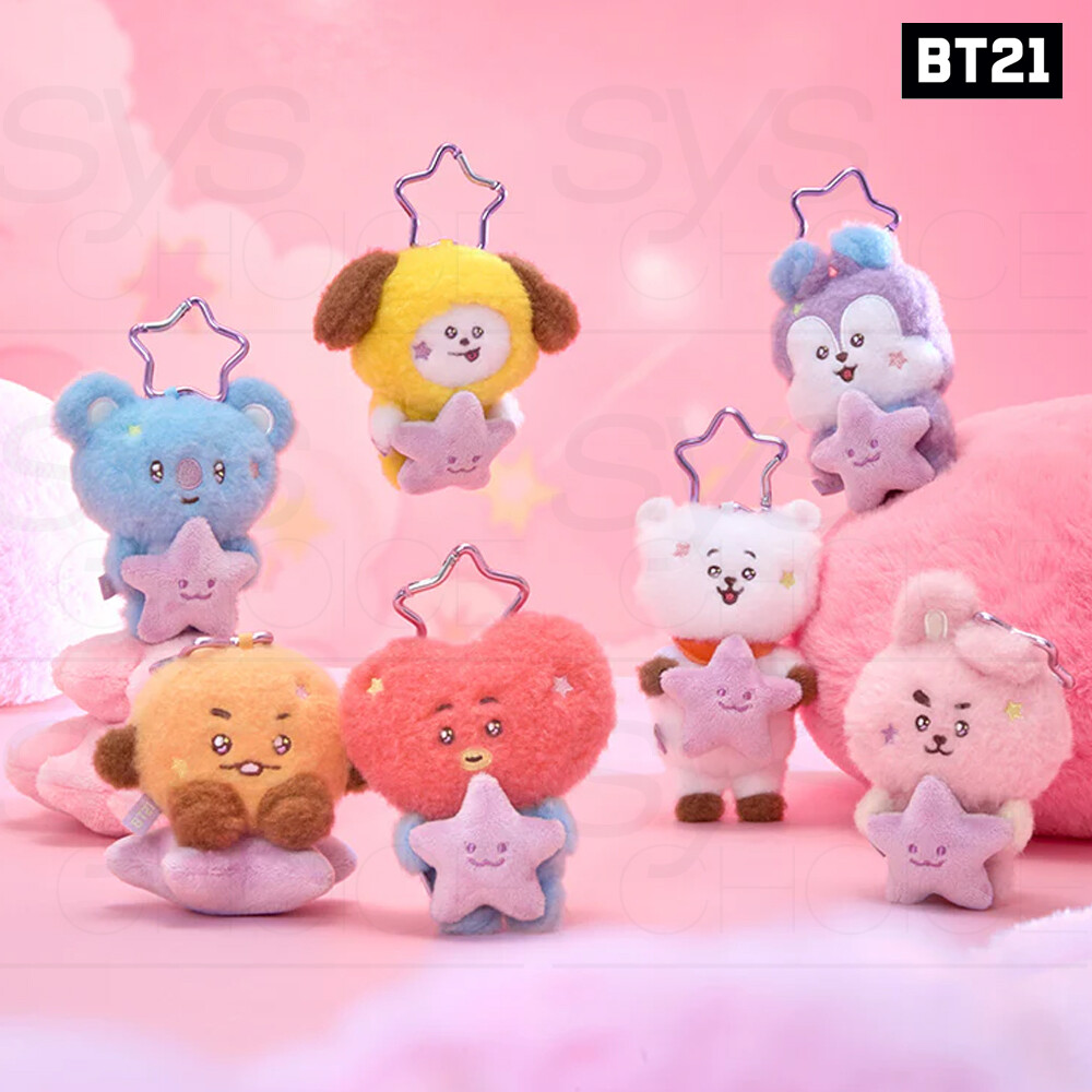 BTS BT21 Official Goods PURPLE STAR PLUSH KEYRING THE JOURNEY +