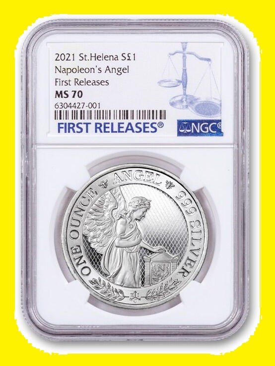 2021 St. Helena 1 oz Silver Napoleon Angel Coin NGC MS 70 First