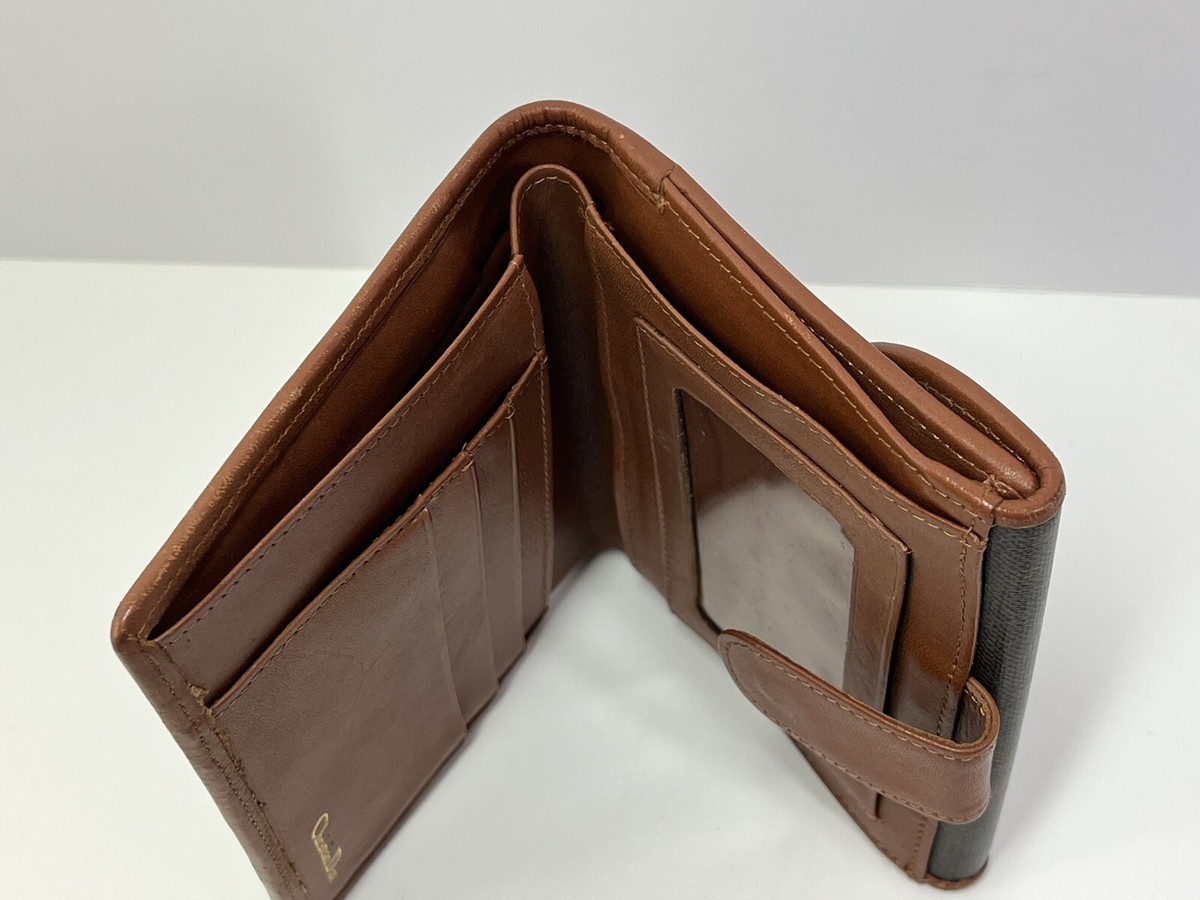 Vintage CHRISTIAN DIOR Green & Brown Leather Wallet Bifold DIOR