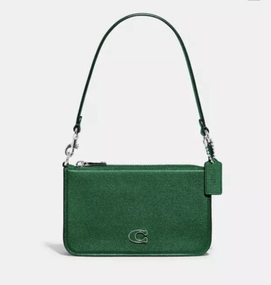 COACH Pouch Bag With Signature Canvas Detail Green NWT CJ797 | eBay