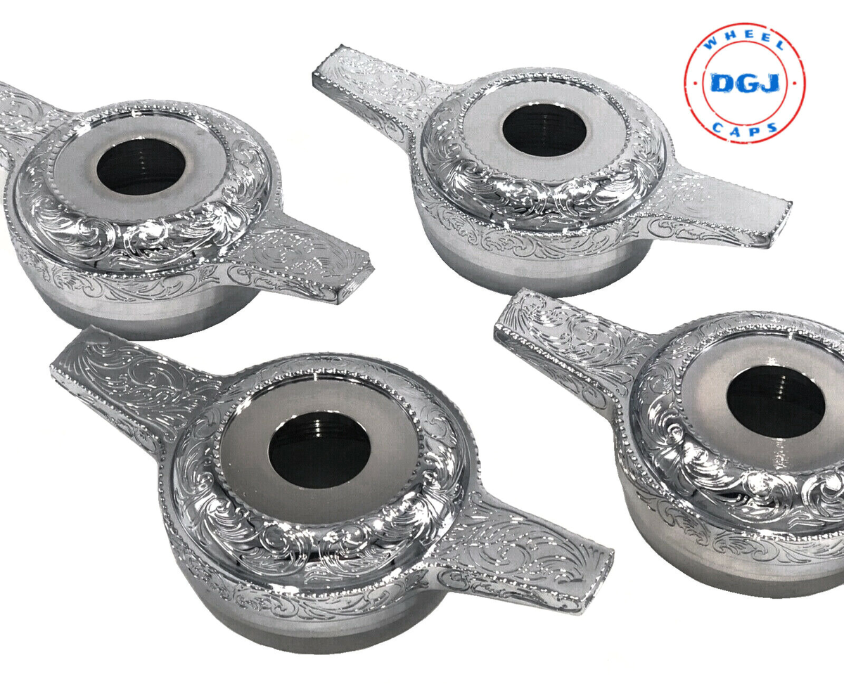 Engraved Zenith Cut Chrome Knock-Off Spinners for Lowrider Wire